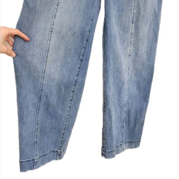 Anthropologie Pilcro Letterpress‎ Denim Jumpsuit Womens Size 2 Belted Sleeveless - Picture 4 of 10